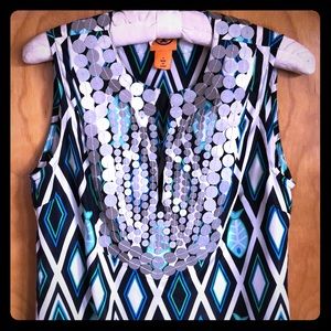 Tory Burch embellished silk sheath dress w/ scarf